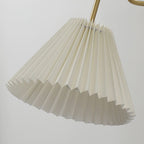 Nordic Vintage Walnut Brass Pleated Shade 1-Light Wall Sconce Lamp