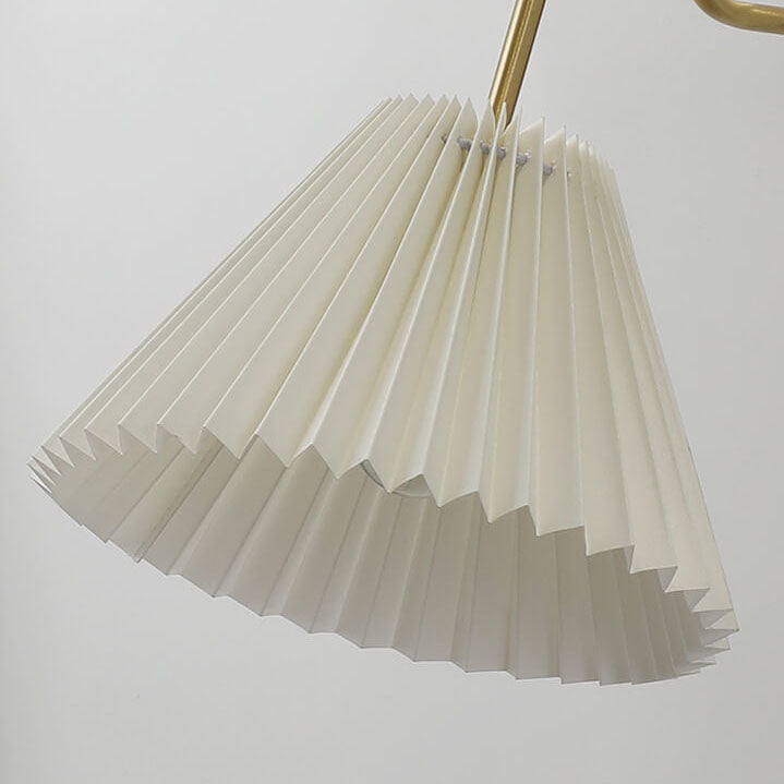 Nordic Vintage Walnut Brass Pleated Shade 1-Light Wall Sconce Lamp