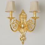 European Modern Luxury Candelabra Carved Zinc Alloy Fabric 2-Light Wall Sconce Lamp Lumendat