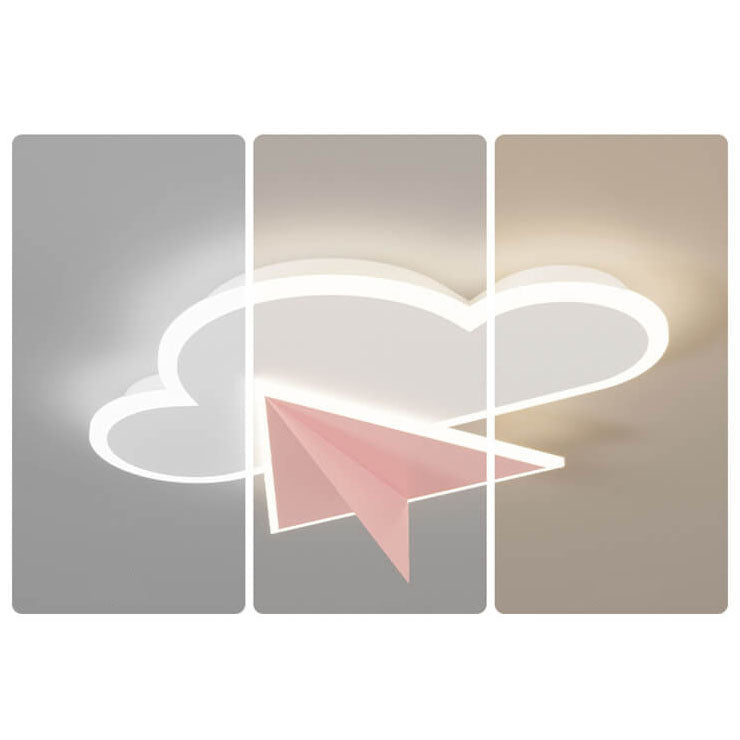 Lumendat Creative Cartoon Clouds Airplane LED Kids Flush Mount Ceiling Light Lumendat
