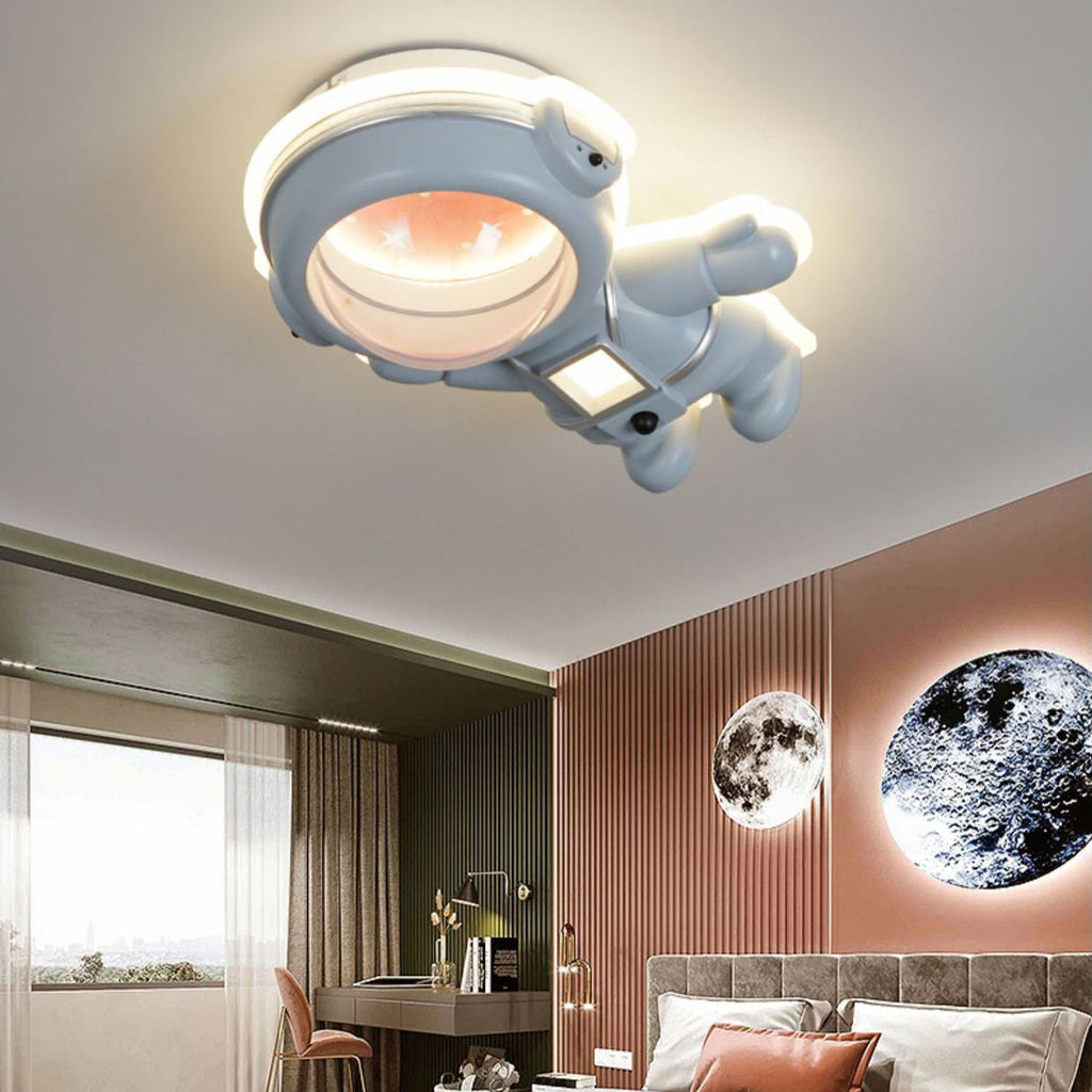 Lumendat Contemporary Creative Kids Metal Acrylic Resin Astronaut Flush Mount Ceiling Light For Bedroom Lumendat