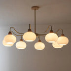 Nordic Japanese Glass Round Wood 3/6/8 Light Chandelier Lumendat