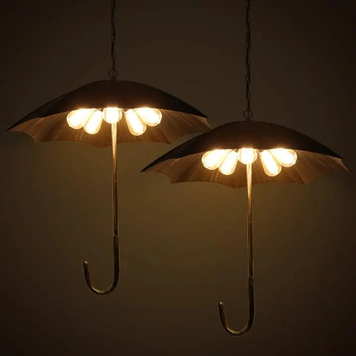 Retro Industrial 5-light Umbrella Chandelier – Copper & Silver Iron Shade Lumendat