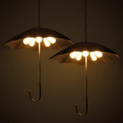 Retro Industrial 5-light Umbrella Chandelier – Copper & Silver Iron Shade
