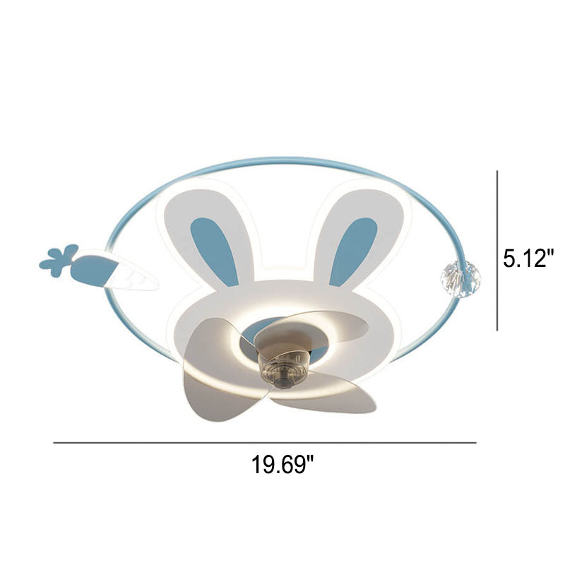 Lumendat Cartoon Creative Bunny Carrot LED Flush Mount Ceiling Fan Light Lumendat