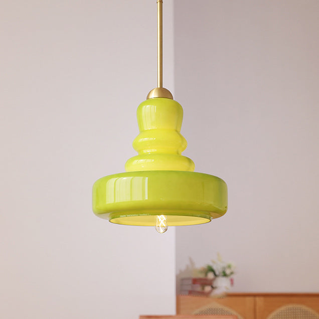 Modern Colorful Glass Gourd Shade 1-light Pendant Light BulbSquare