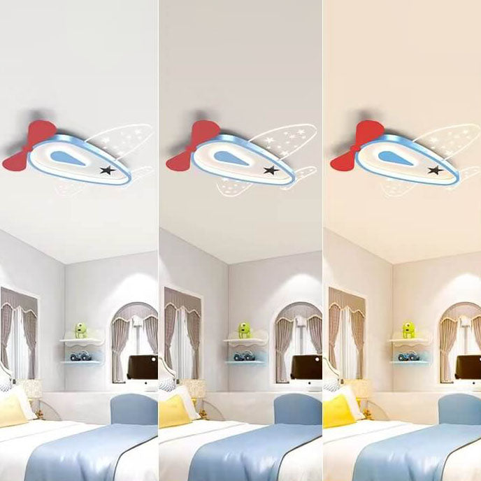 Lumendat Cartoon Creative Aircraft Iron Acrylic Kids LED Flush Mount Ceiling Light Lumendat