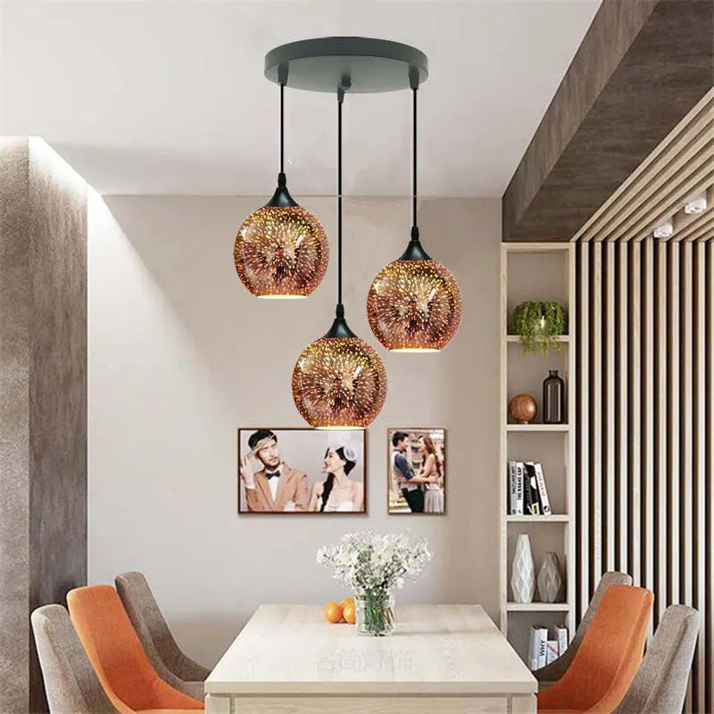 Modern Creative 3d Colorful Fireworks Glass Dome 2/3 Light Island Light Chandelier Lumendat