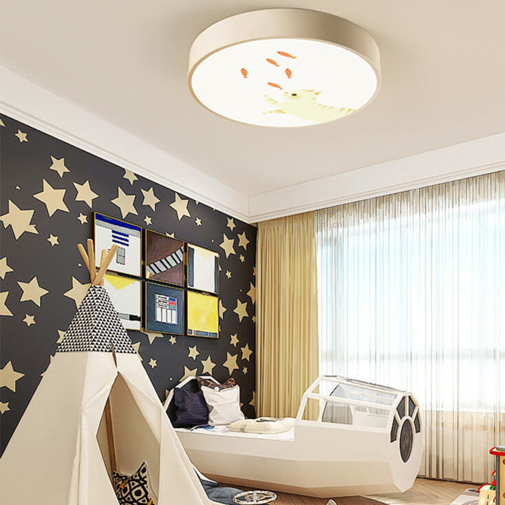 Lumendat Cartoon Creative Colorful Round Children LED Flush Mount Ceiling Light Lumendat