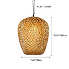 Traditional Vintage Bamboo Metal Weaving Round 1-Light Pendant Light for Living Room Lumendat