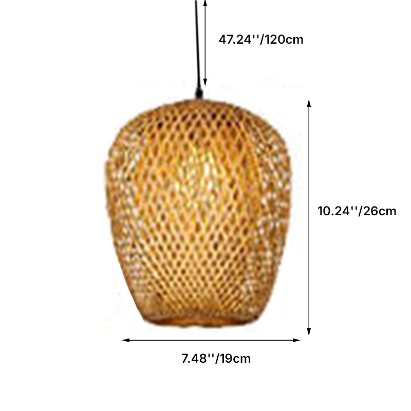 Traditional Vintage Bamboo Metal Weaving Round 1-Light Pendant Light for Living Room Lumendat