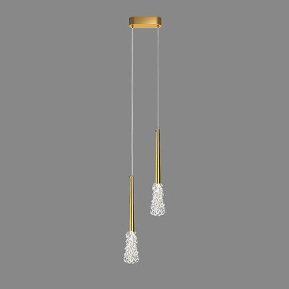 Modern Copper Clear Glass Tapered 1/2 Light Pendant Light