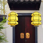 Chinese Retro Hexagonal Faux Sheepskin Iron 1-light Pendant Light BulbSquare