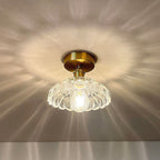 Vintage Brass Glass Dome 1-light Semi-flush Mount Ceiling Light BulbSquare