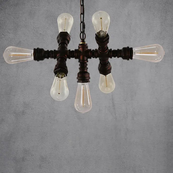 Industrial Iron Water Pipe Design 7-light Chandelier Lumendat