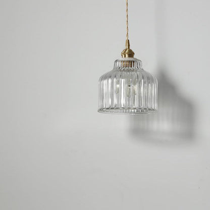 Modern Minimalist Copper Glass Semicircular 1-light Pendant Light for Bedroom