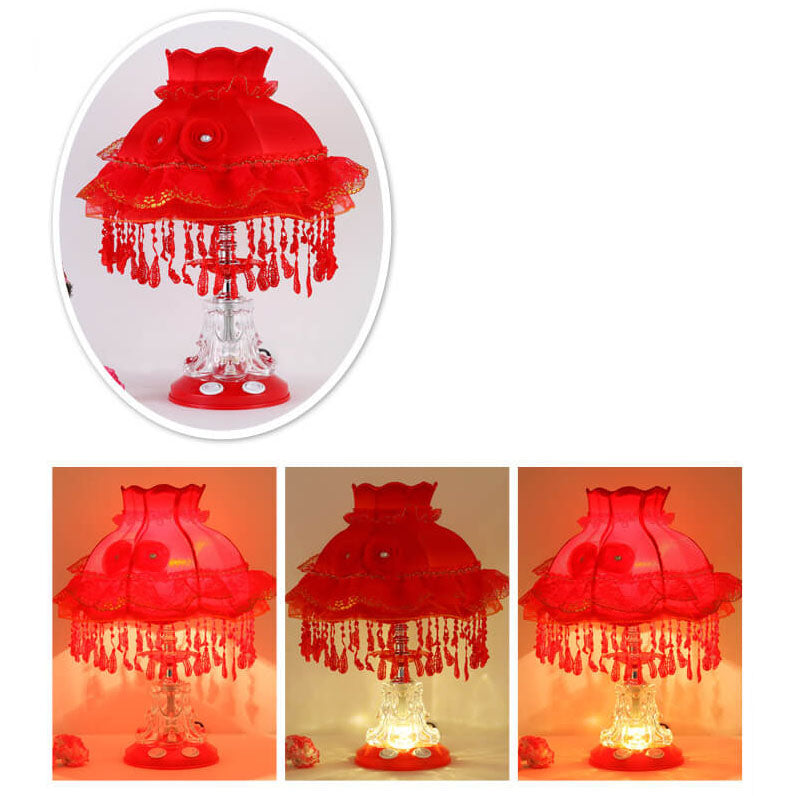 European Style Wedding Fabric Glass 1-Light Table Lamp Lumendat