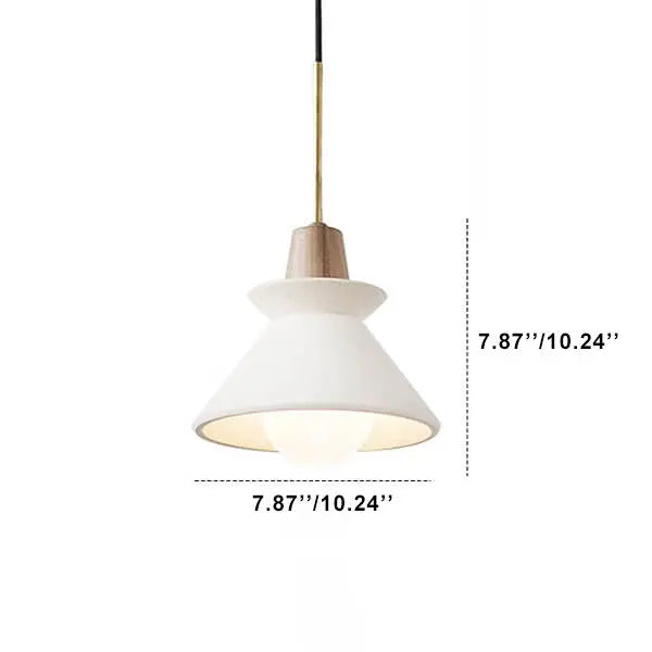Nordic Minimalist White Cement 1-light Tapered Pendant Light Lumendat