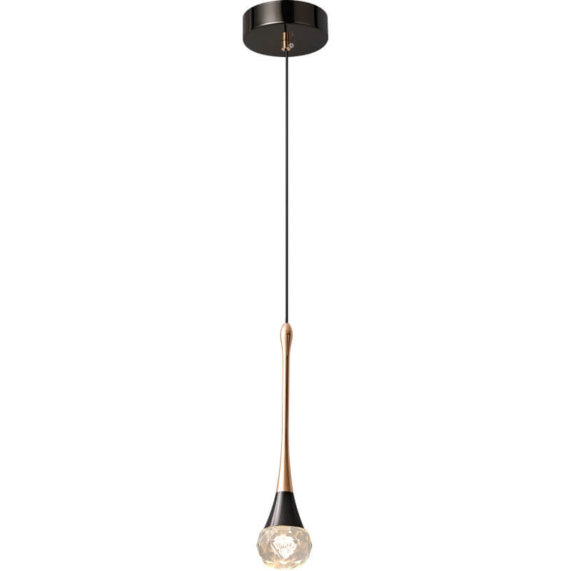 Light Luxury Minimalist Crystal Metal Pillar LED Pendant Light