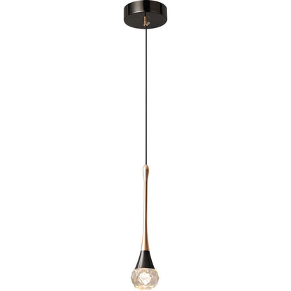 Light Luxury Minimalist Crystal Metal Pillar LED Pendant Light