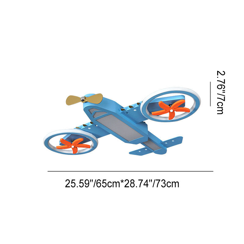 Lumendat Contemporary Creative Acrylic Hardware Cartoon Aircraft Blue LED Kids Flush Mount Ceiling Light For Bedroom Lumendat