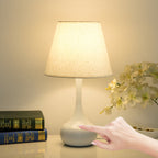 Nordic Vintage Pure Black White Iron Fabric 1-Light Table Lamp Lumendat