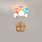 Lumendat Contemporary Creative Colorful Acrylic Balloon Log Cabin 7/9-Light Kids Semi-Flush Mount Ceiling Light For Bedroom Lumendat