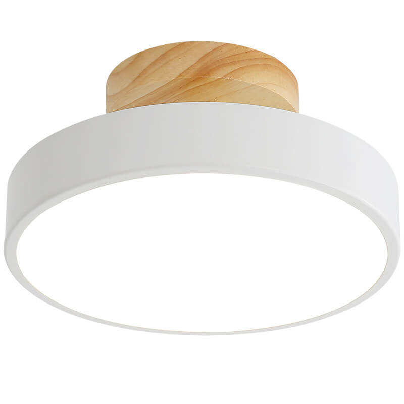 Nordic Wood Round Acrylic LED Semi-Flush Mount Ceiling Light Lumendat