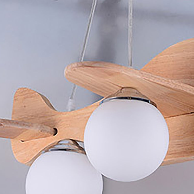 Lumendat Contemporary Creative Wooden Propeller Plane 3-Light Kids Chandelier For Living Room Lumendat