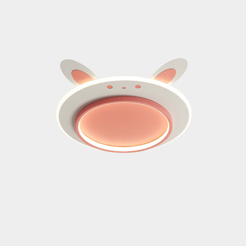 Lumendat Modern Simplicity Kids Iron Acrylic Rabbit Round LED Flush Mount Ceiling Light For Bedroom Lumendat