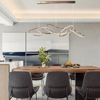 Contemporary Nordic Stainless Steel Round Toroidal LED Chandeliers for Dining Room Lumendat