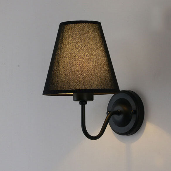 Modern Fabric Bell Shade Bend Arm 1-Light Wall Sconce Lamp Lumendat