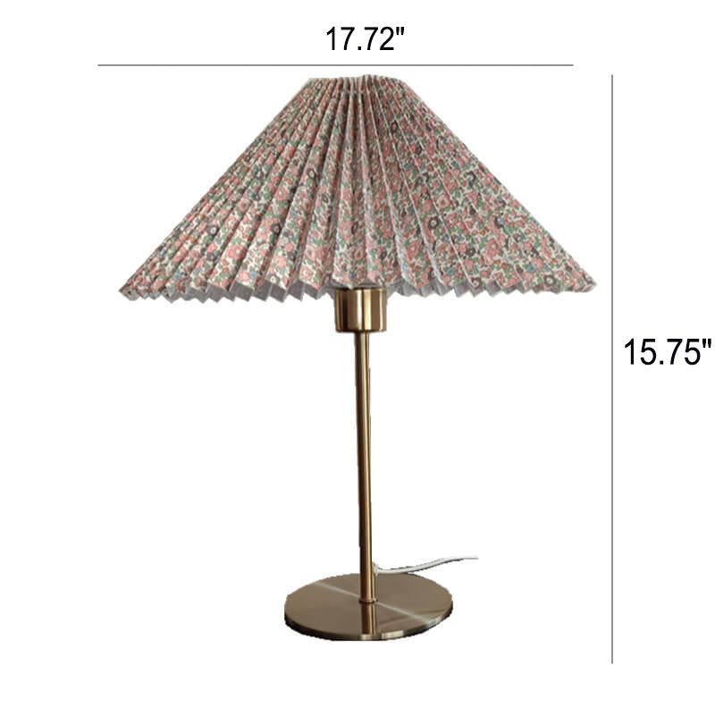 Retro Nostalgic Pleated Cloth Cover Umbrella Design 1-Light Table Lamp Lumendat