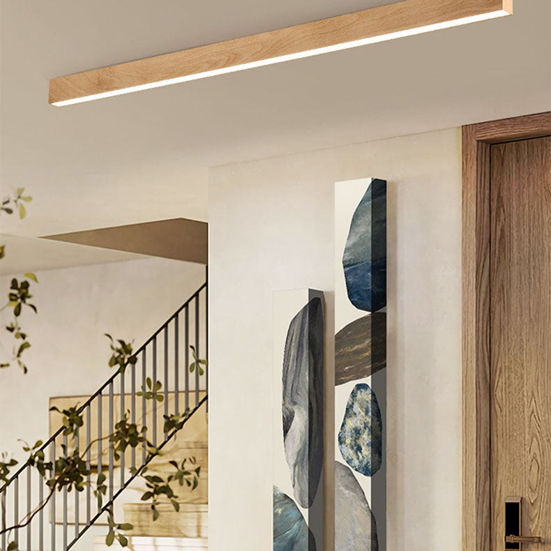 Modern Minimalist Wood Grain Aluminum Strips LED Flush Mount Ceiling Light BulbSquare
