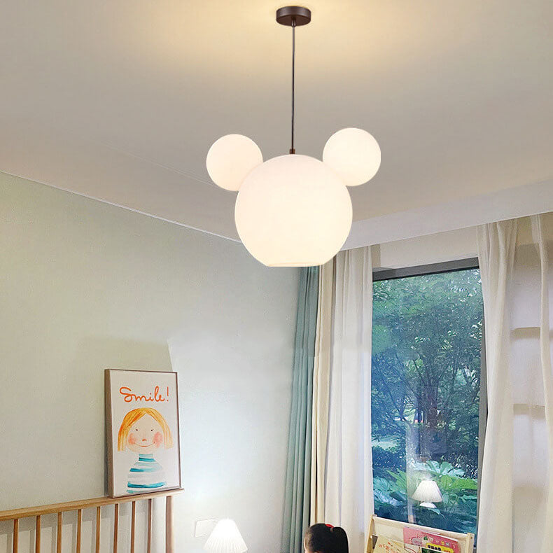 Lumendat Modern Minimalist Milk White PE Mouse 3-Light Kids Chandelier Lumendat
