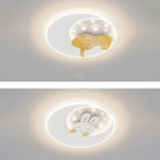 Contemporary Creative Iron Acrylic Round Elephant Rabbit LED Flush Mount Ceiling Light For Bedroom