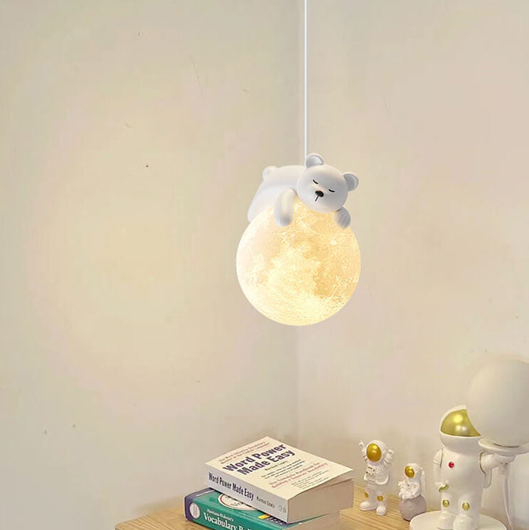 Lumendat Modern Simple Resin Bear Rabbit Decorative Iron 1-Light Pendant Light Lumendat