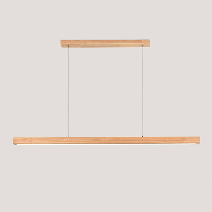 Contemporary Nordic Rubber Wood Acrylic Strip LED Island Light Chandelier for Dining Room