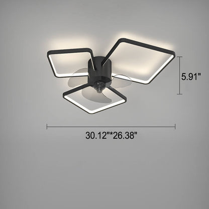 Modern Light Luxury Geometric Square Round Design LED Flush Mount Ceiling Fan Light