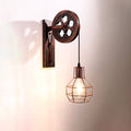 Vintage Industrial Iron Pulley Cage 1-Light Wall Sconce Lamp Lumendat