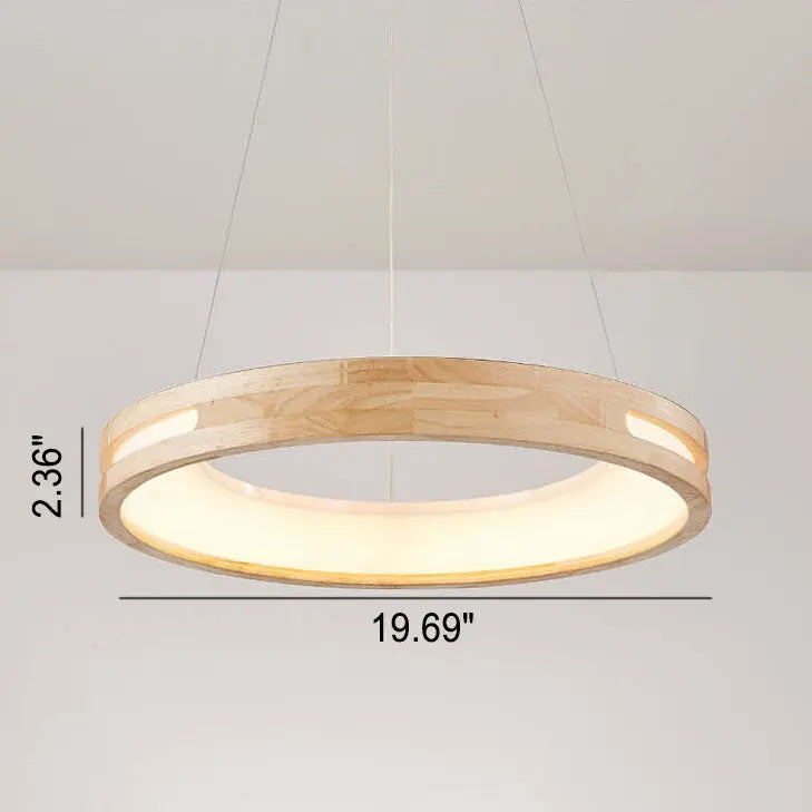 Japanese Minimalist Log Circle Island Light LED Chandelier – Dimmable Lumendat