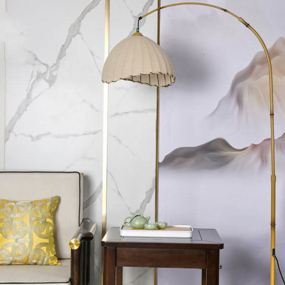 Vintage Fabric Marble Fishing Imitation Bamboo Rod 1-Light Standing Floor Lamp Lumendat