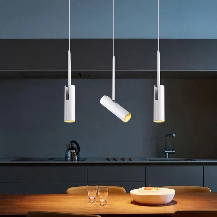Contemporary Nordic Simplicity Metal Long Barrel 1-light Pendant Light for Bedroom BulbSquare