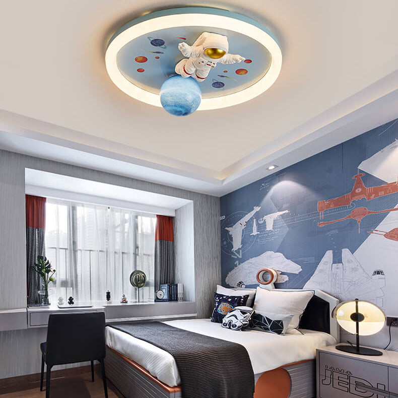 Lumendat Cartoon Creative Space Astronaut Resin LED Flush Mount Ceiling Light Lumendat