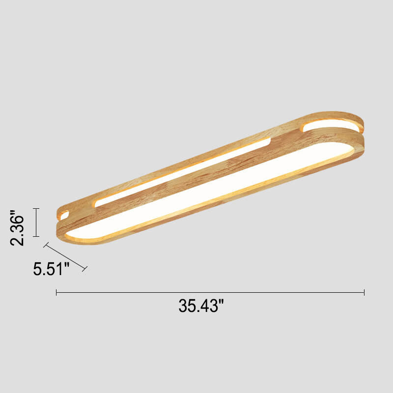 Nordic Minimalist Solid Wood Acrylic Ring LED Flush Mount Ceiling Light BulbSquare