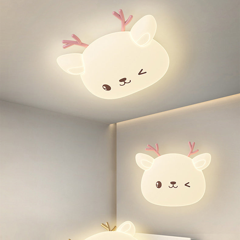Lumendat Modern Simplicity Kids Iron PE Deer Elliptical LED Flush Mount Ceiling Light For Bedroom Lumendat