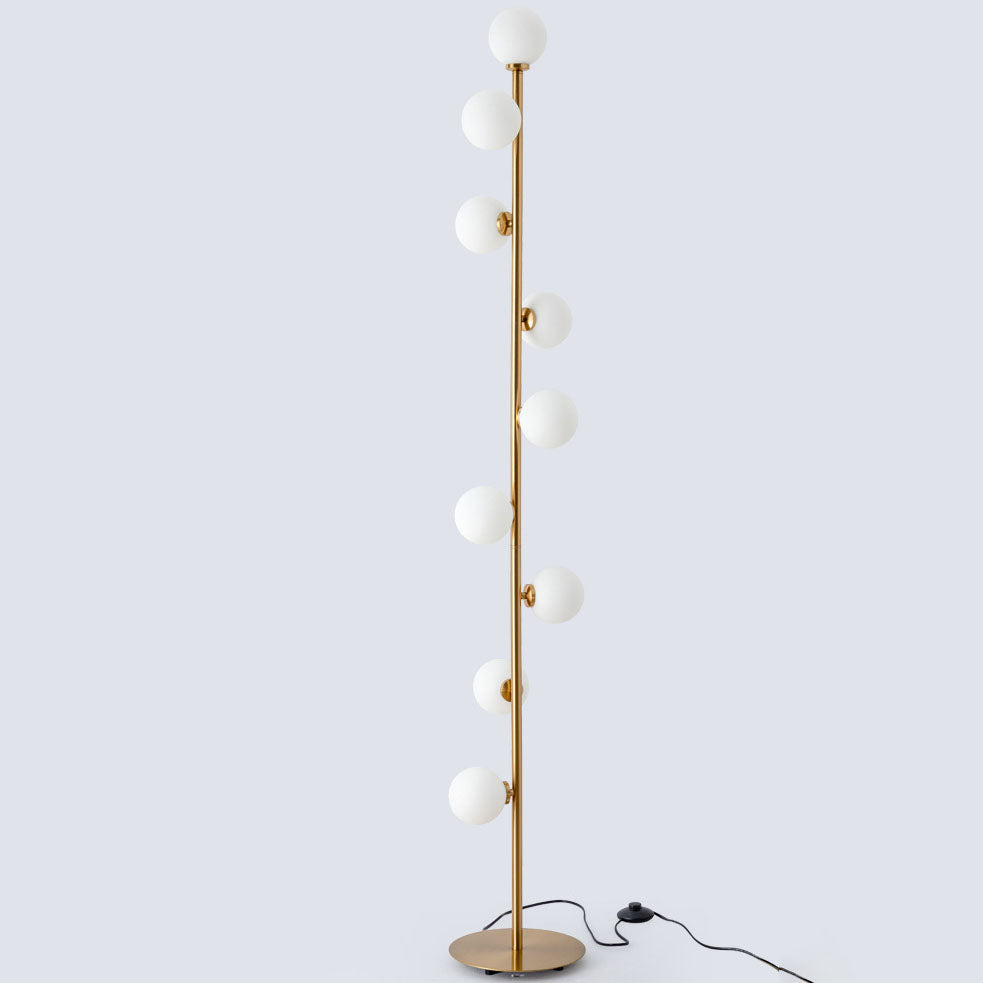 Contemporary Scandinavian Cylindrical Metal Glass 9-Light Standing Floor Lamp For Living Room Lumendat