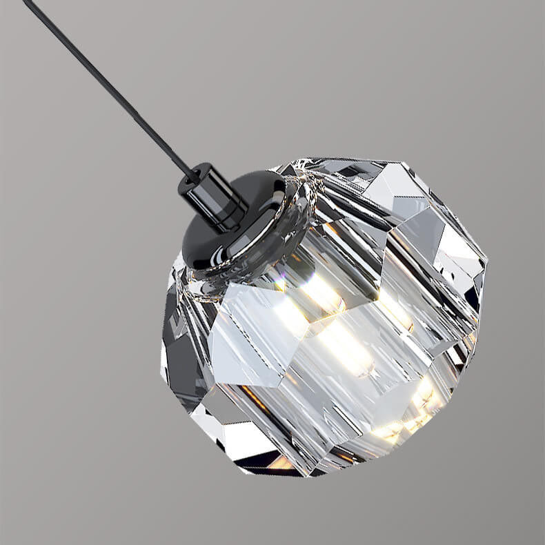 Light Luxury Simple Crystal Ball Metal 2-light Curve Pendant Light