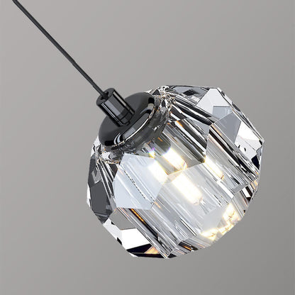 Light Luxury Simple Crystal Ball Metal 2-light Curve Pendant Light