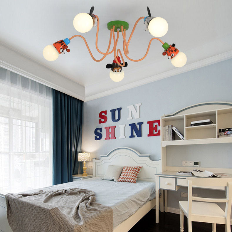 Lumendat Cartoon Creative Animal Light Head 3/4/5 Light Kids Semi-Flush Mount Ceiling Light Lumendat